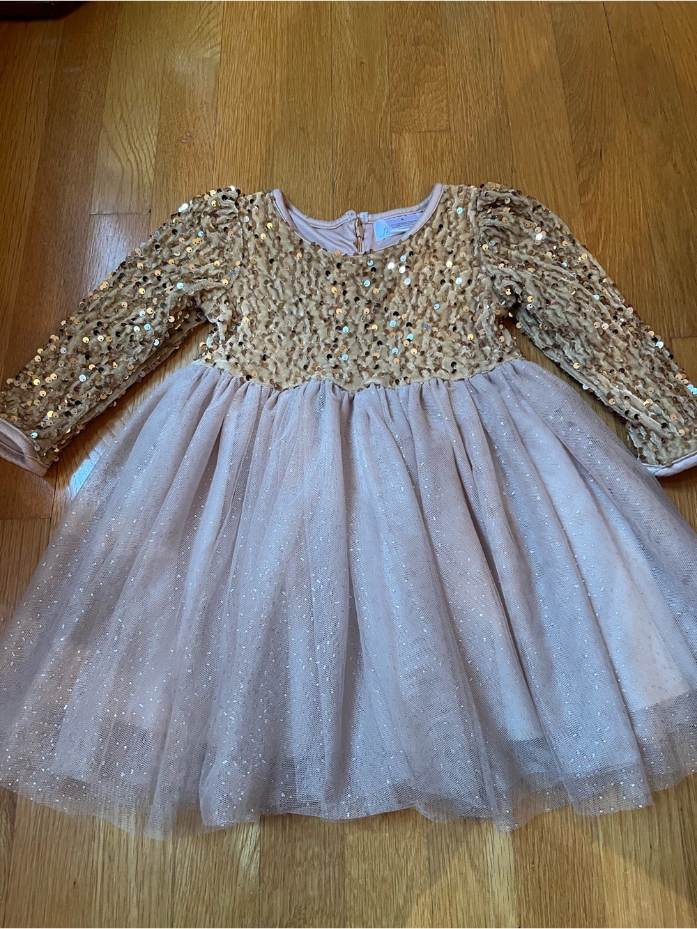 Girls gold sequin and tulle Party Dress - size S (3T)